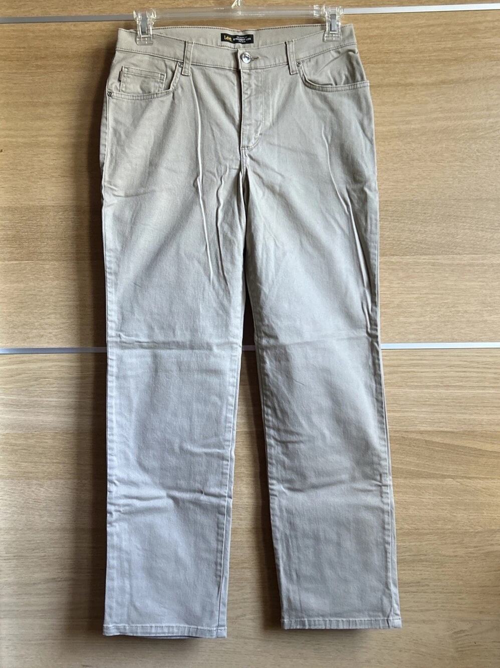 Lee Women's Sz 10 M Relaxed Fit Straight Leg Mid Rise Beige Jeans
